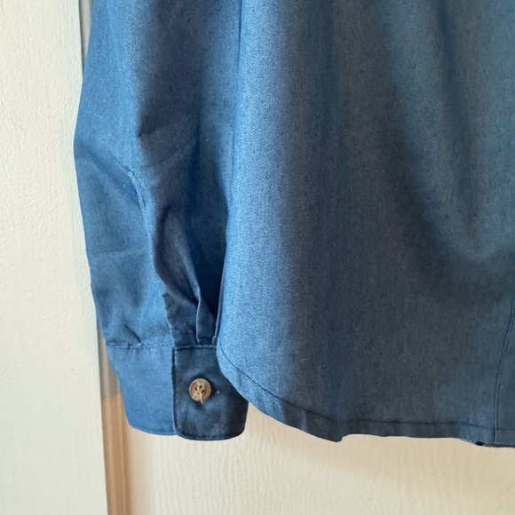 NY Collection Denim Blue Button Down Shirt - Picture 7 of 9